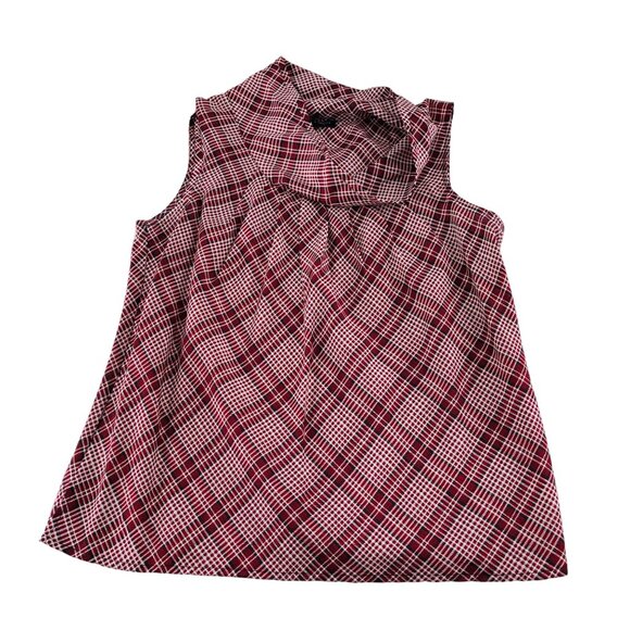 Talbots Women's Red Plaid Sleeveless Top Size 4 Blouse Silk Loose Fit - Picture 1 of 5